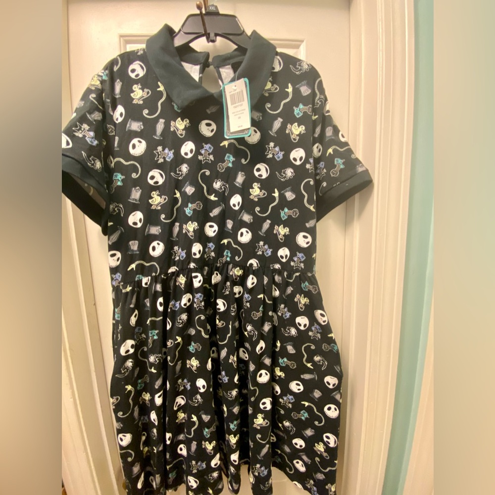 NWT NBC Jack Skellington Skater Peter Pan Collared Dress